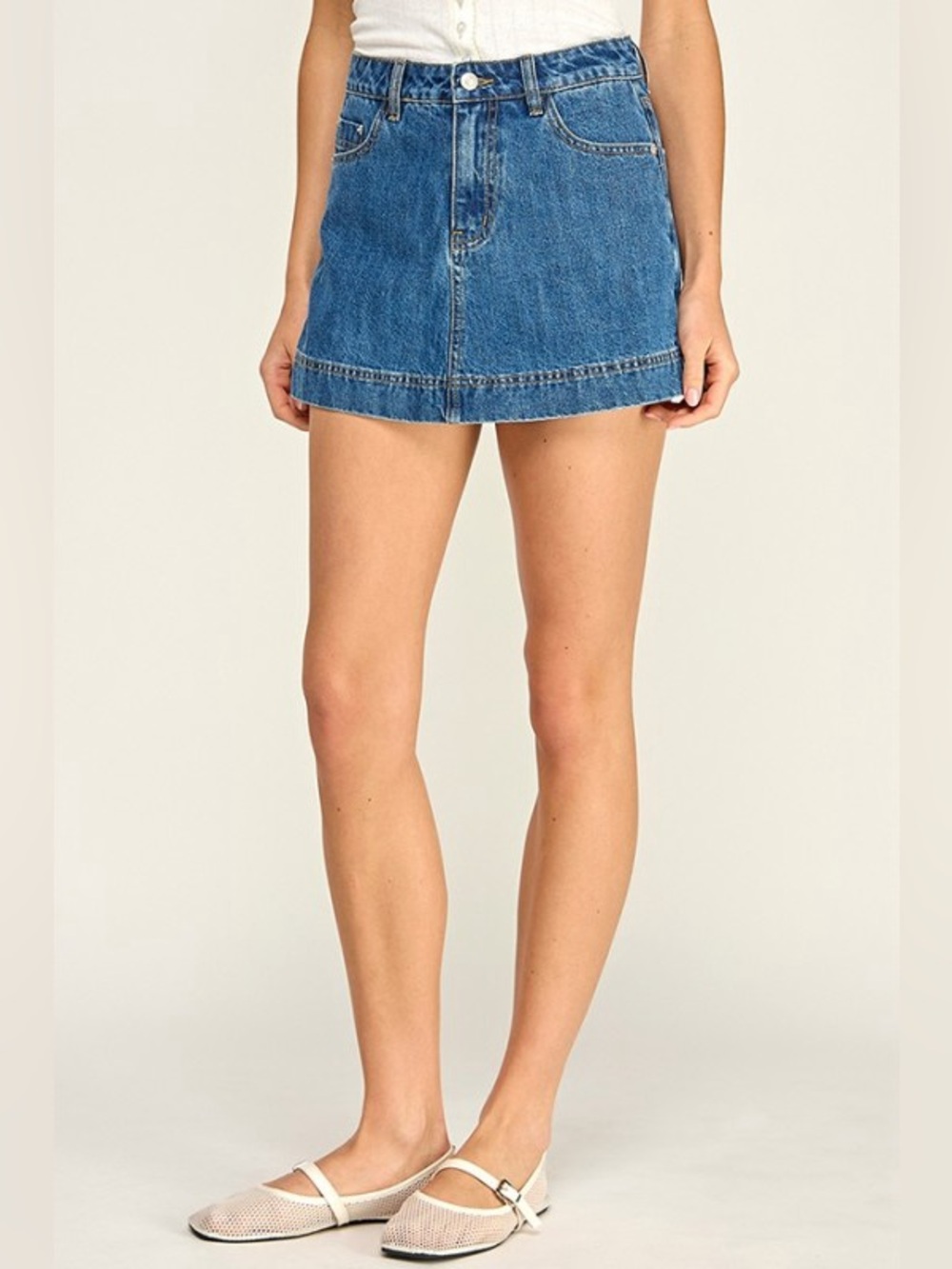 Classic Denim Mini Skort - Picture 2 of 6